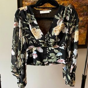 Floral ASTR plunge, faux corset top